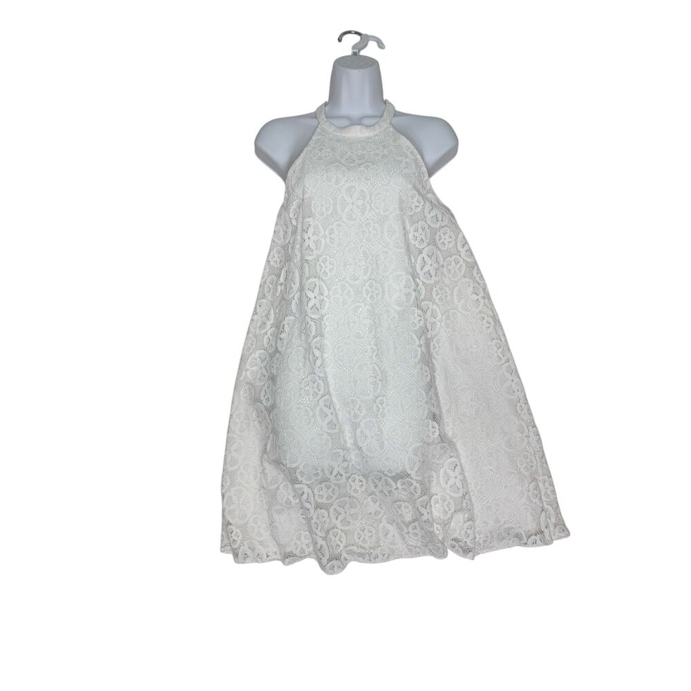 Lilly Pulitzer White Quinn Halter Swing Dress Lace Sand Dollar M